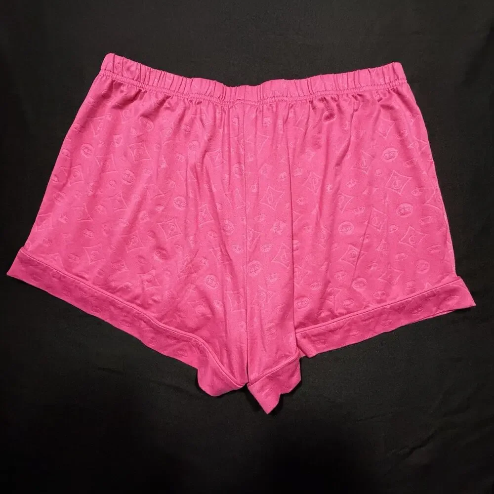 Juicy Couture Pink Velour Rhinestone PJ Shorts Set Womens XL